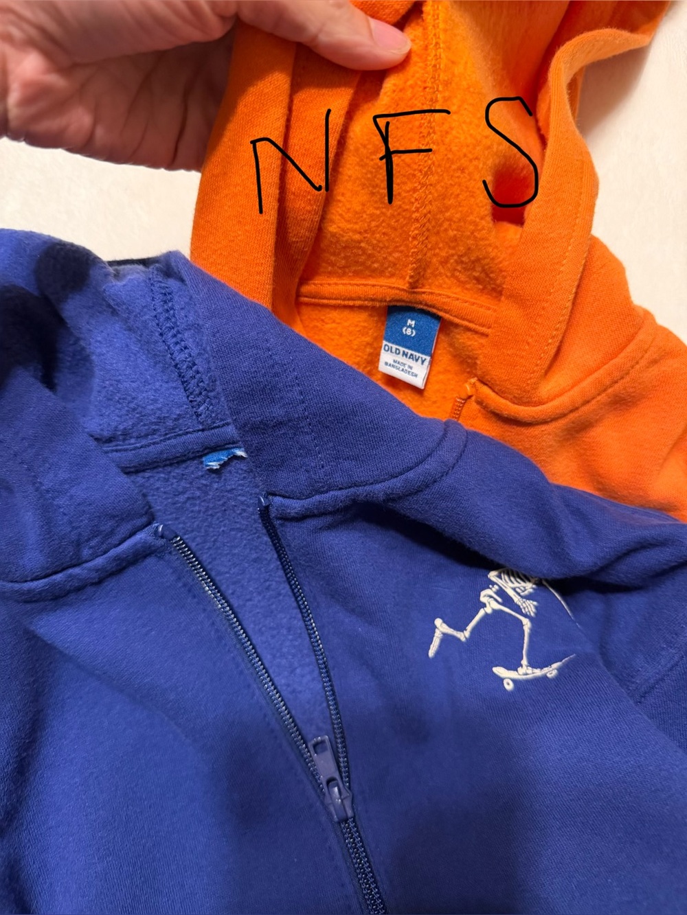 3/$15 | Blue Zip-Up Hoodie with Skeleton Skate Graphic - Picture 7 of 7